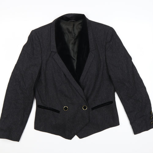 Gerry Weber Women Black UK 8 Tuxedo Blazer Pure Wool Double Breasted