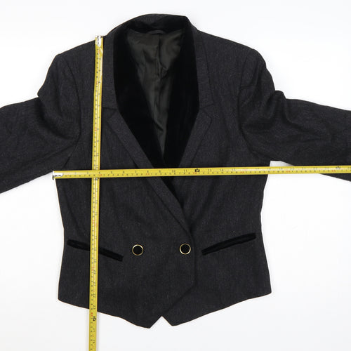 Gerry Weber Women Black UK 8 Tuxedo Blazer Pure Wool Double Breasted