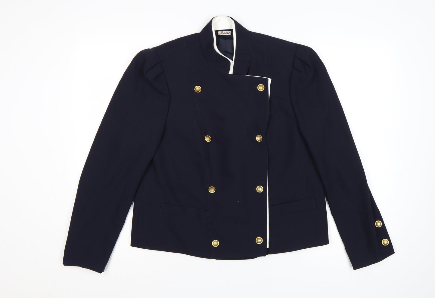 Basler Women Blue UK 10 Vintage Double-Breasted Wool Blend Suit Jacket