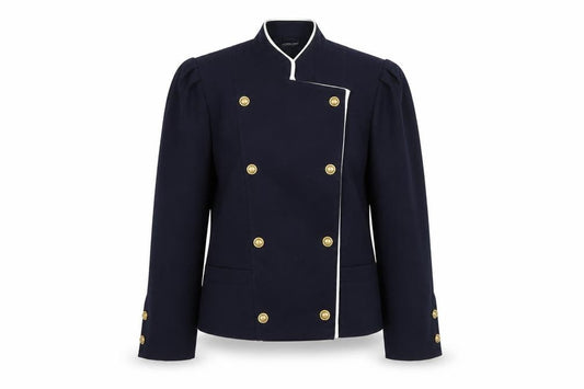 Basler Women Blue UK 10 Vintage Double-Breasted Wool Blend Suit Jacket