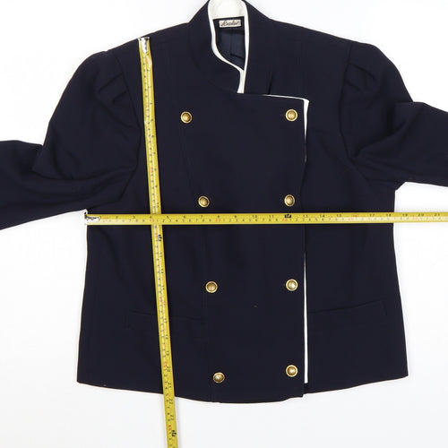 Basler Women Blue UK 10 Vintage Double-Breasted Wool Blend Suit Jacket