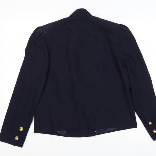 Basler Women Blue UK 10 Vintage Double-Breasted Wool Blend Suit Jacket