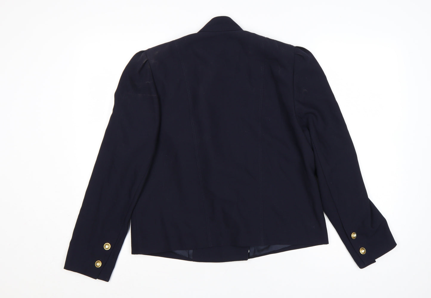 Basler Women Blue UK 10 Vintage Double-Breasted Wool Blend Suit Jacket