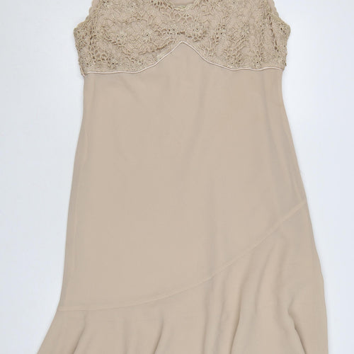 Klass Women Beige Size 16 Long Lace Fit & Flare Wedding Dress
