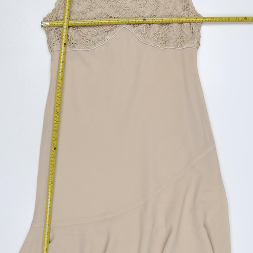 Klass Women Beige Size 16 Long Lace Fit & Flare Wedding Dress