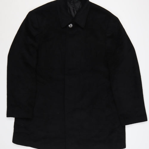 Lauren Ralph Lauren Men’s Black 46R Wool Blend Mid-Length Overcoat