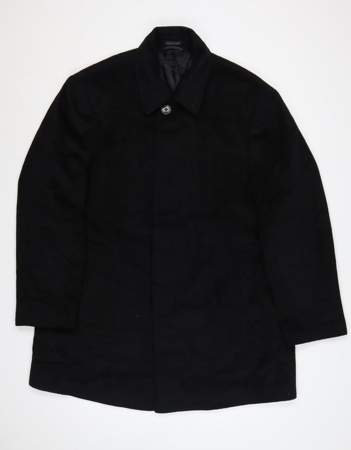 Lauren Ralph Lauren Men’s Black 46R Wool Blend Mid-Length Overcoat