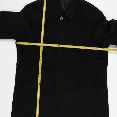 Lauren Ralph Lauren Men’s Black 46R Wool Blend Mid-Length Overcoat