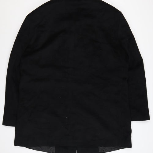 Lauren Ralph Lauren Men’s Black 46R Wool Blend Mid-Length Overcoat