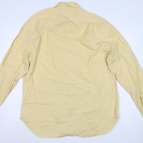 Charles Tyrwhitt Mens Yellow Check XL Poplin Long Sleeve Casual Shirt