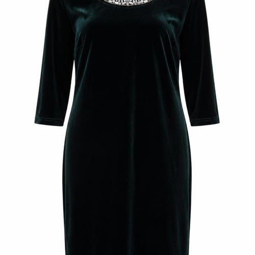 Sosandar Women Green Velvet Beaded Scoop Neck Sheath Dress UK 12