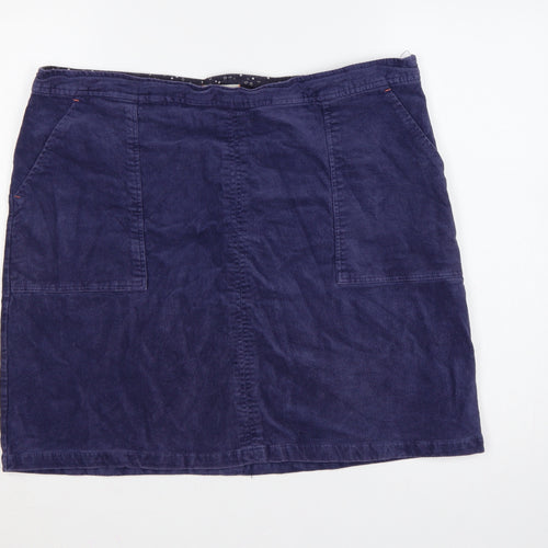 White Stuff Women’s Blue UK 18 Cotton Twill Pencil Skirt Pockets