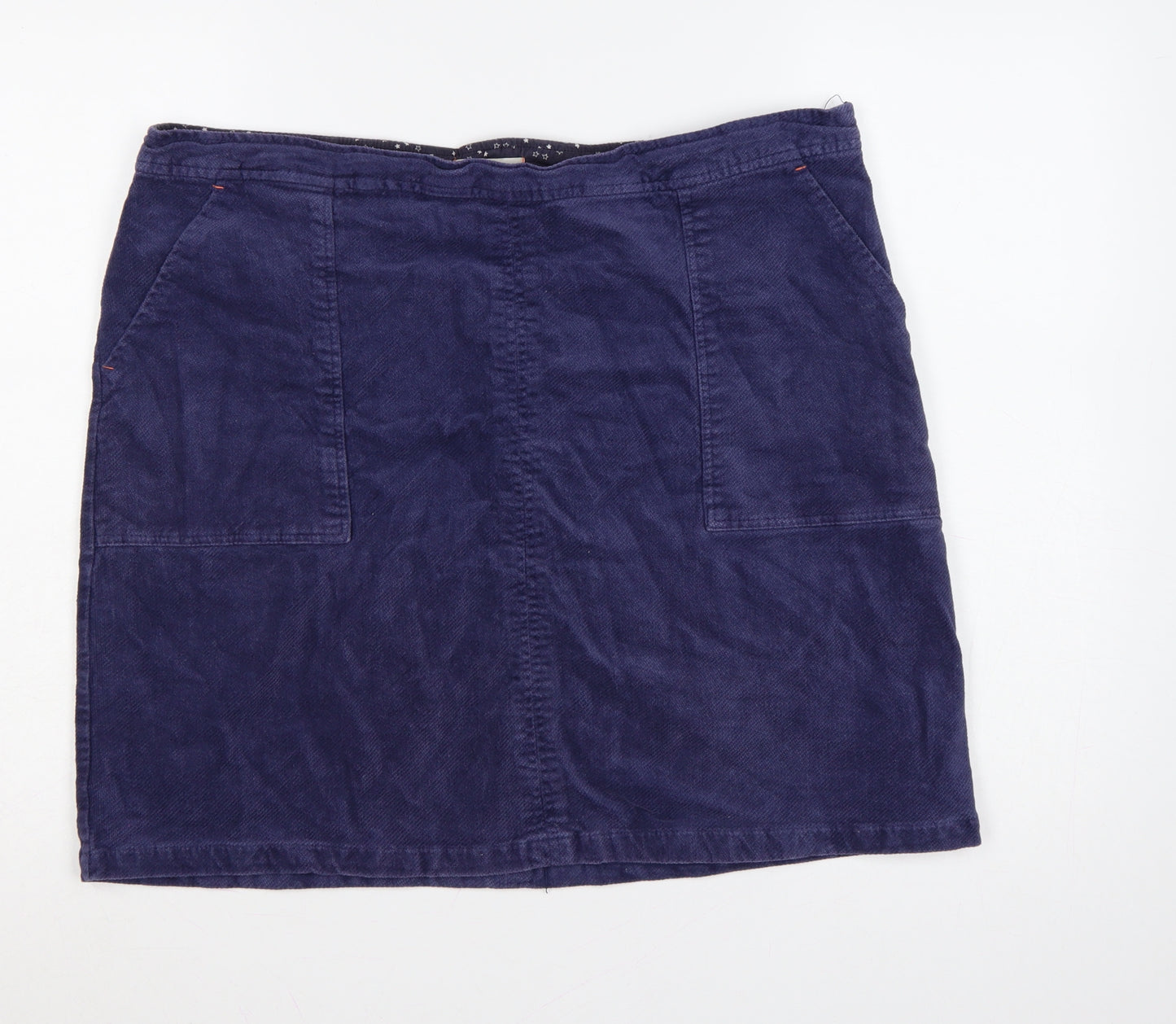 White Stuff Women’s Blue UK 18 Cotton Twill Pencil Skirt Pockets