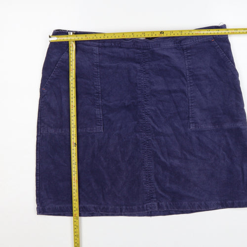 White Stuff Women’s Blue UK 18 Cotton Twill Pencil Skirt Pockets