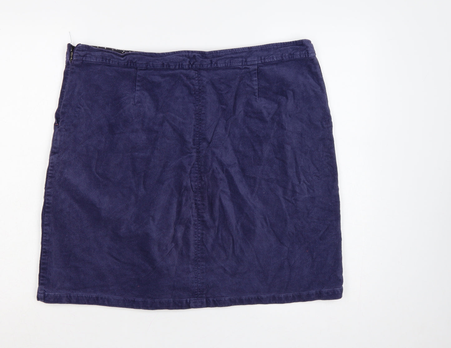 White Stuff Women’s Blue UK 18 Cotton Twill Pencil Skirt Pockets