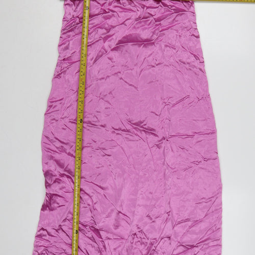 Zara Women Pink 12-14 Maxi Satin Backless Halter Party Dress