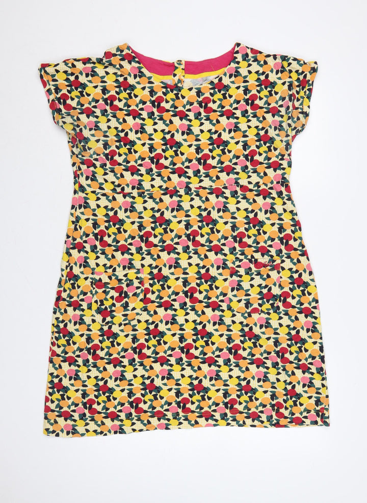 Weird Fish Women Multicoloured UK 16 Short Shift Cotton Fruit Print Dress