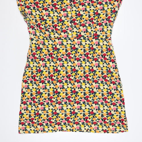 Weird Fish Women Multicoloured UK 16 Short Shift Cotton Fruit Print Dress