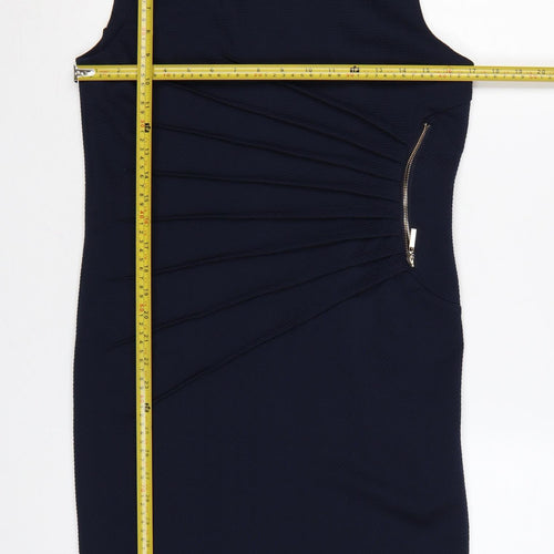 Carmen Women’s Blue UK 8 Sheath Knee Length Ruched Zip Dress
