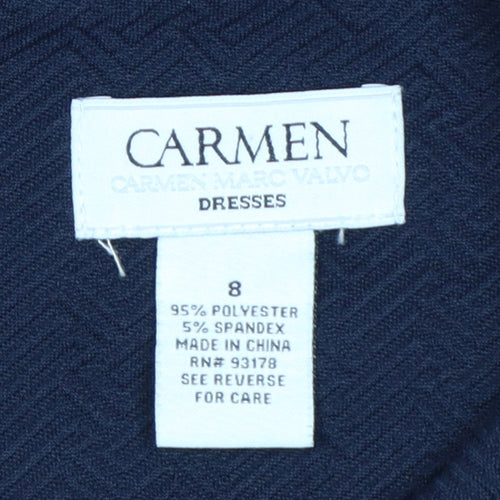 Carmen Women’s Blue UK 8 Sheath Knee Length Ruched Zip Dress