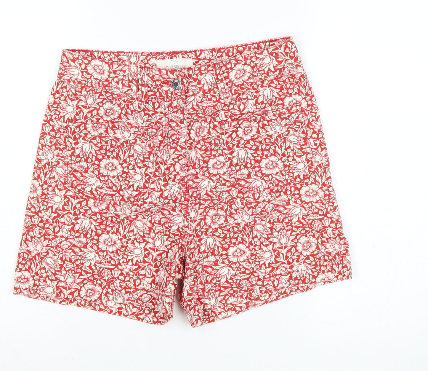 Next Morris & Co Women’s Red Floral Cotton Shorts UK 10 Pockets