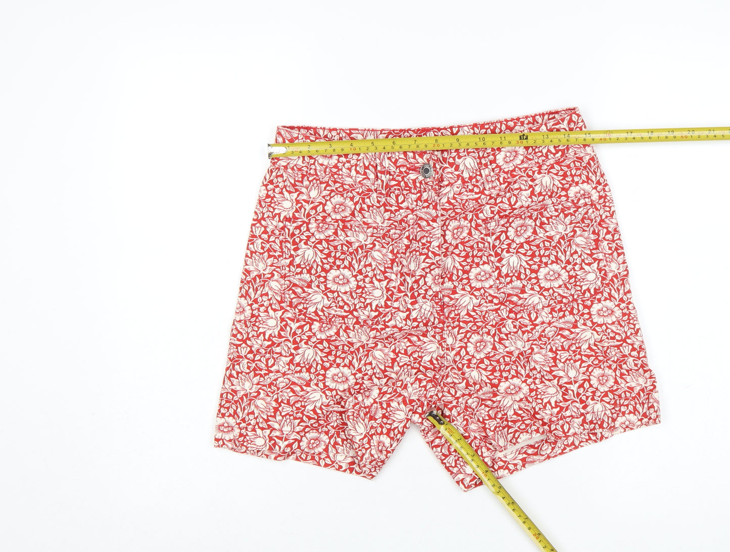 Next Morris & Co Women’s Red Floral Cotton Shorts UK 10 Pockets
