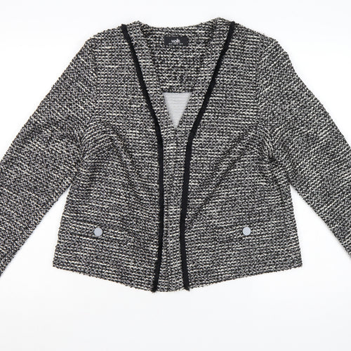 Wallis Women Black & White Bouclé Blazer UK 14 Check Open Front