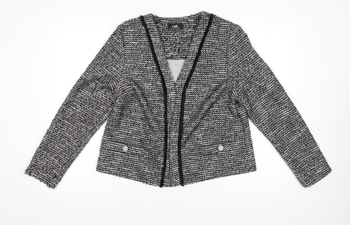 Wallis Women Black & White Bouclé Blazer UK 14 Check Open Front