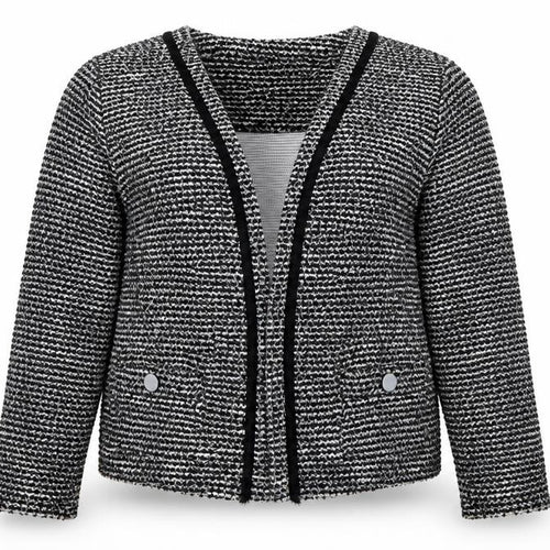 Wallis Women Black & White Bouclé Blazer UK 14 Check Open Front