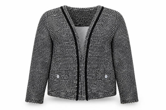 Wallis Women Black & White Bouclé Blazer UK 14 Check Open Front