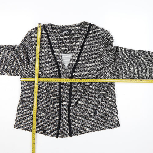 Wallis Women Black & White Bouclé Blazer UK 14 Check Open Front
