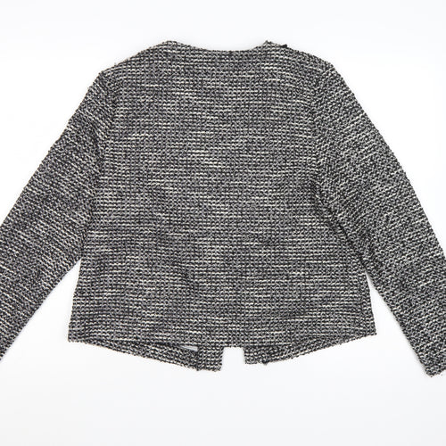 Wallis Women Black & White Bouclé Blazer UK 14 Check Open Front