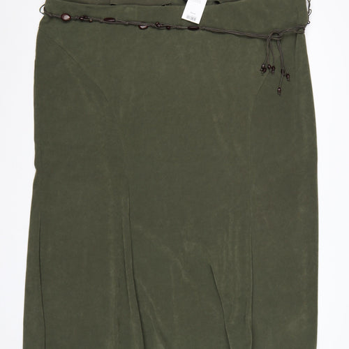 Evans Women Green UK 30 Plus Long Straight Beaded Tie Skirt