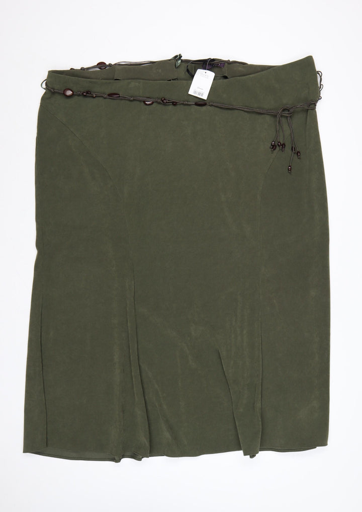 Evans Women Green UK 30 Plus Long Straight Beaded Tie Skirt