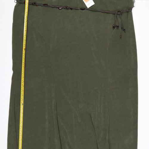 Evans Women Green UK 30 Plus Long Straight Beaded Tie Skirt