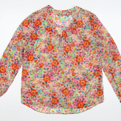 Zara Basic Women Multicoloured L Floral Sheer Long Sleeve Blouse