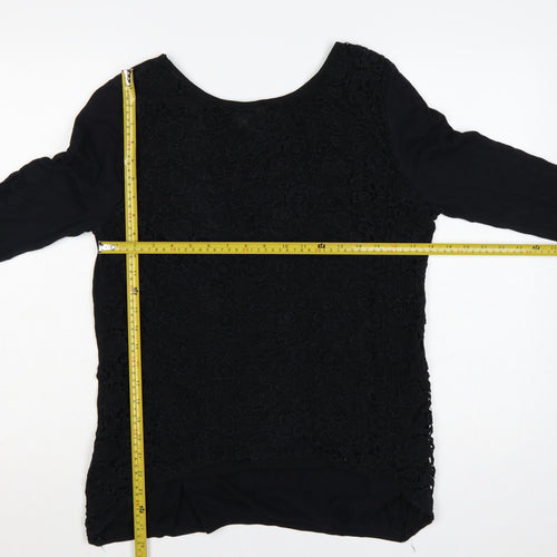 Next Women’s Black UK 14 Floral Lace Front Long Sleeve Jumper