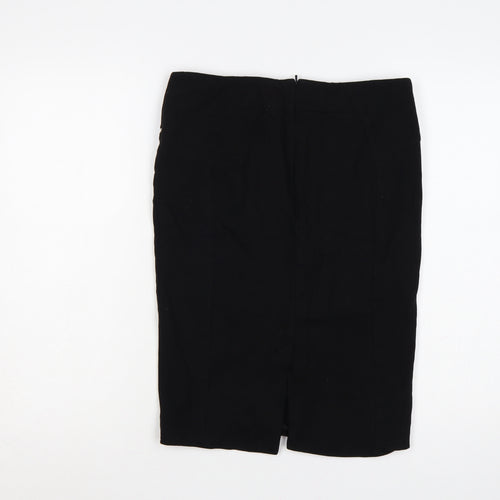 Karen Millen Women Black UK 14 Pencil Knee Skirt Zip Detail