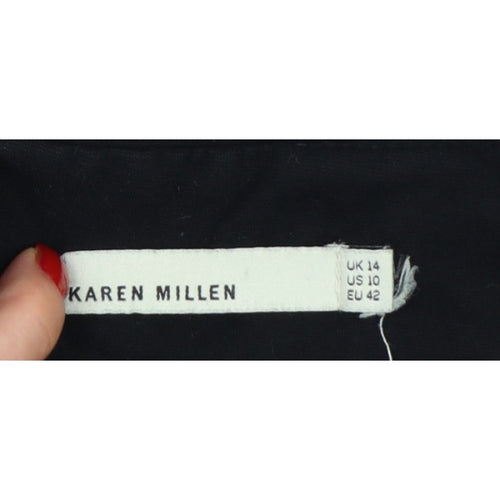 Karen Millen Women Black UK 14 Pencil Knee Skirt Zip Detail