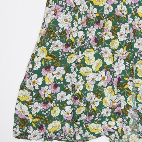 ASOS Design Women Green Floral Fit & Flare Midi Dress UK 10