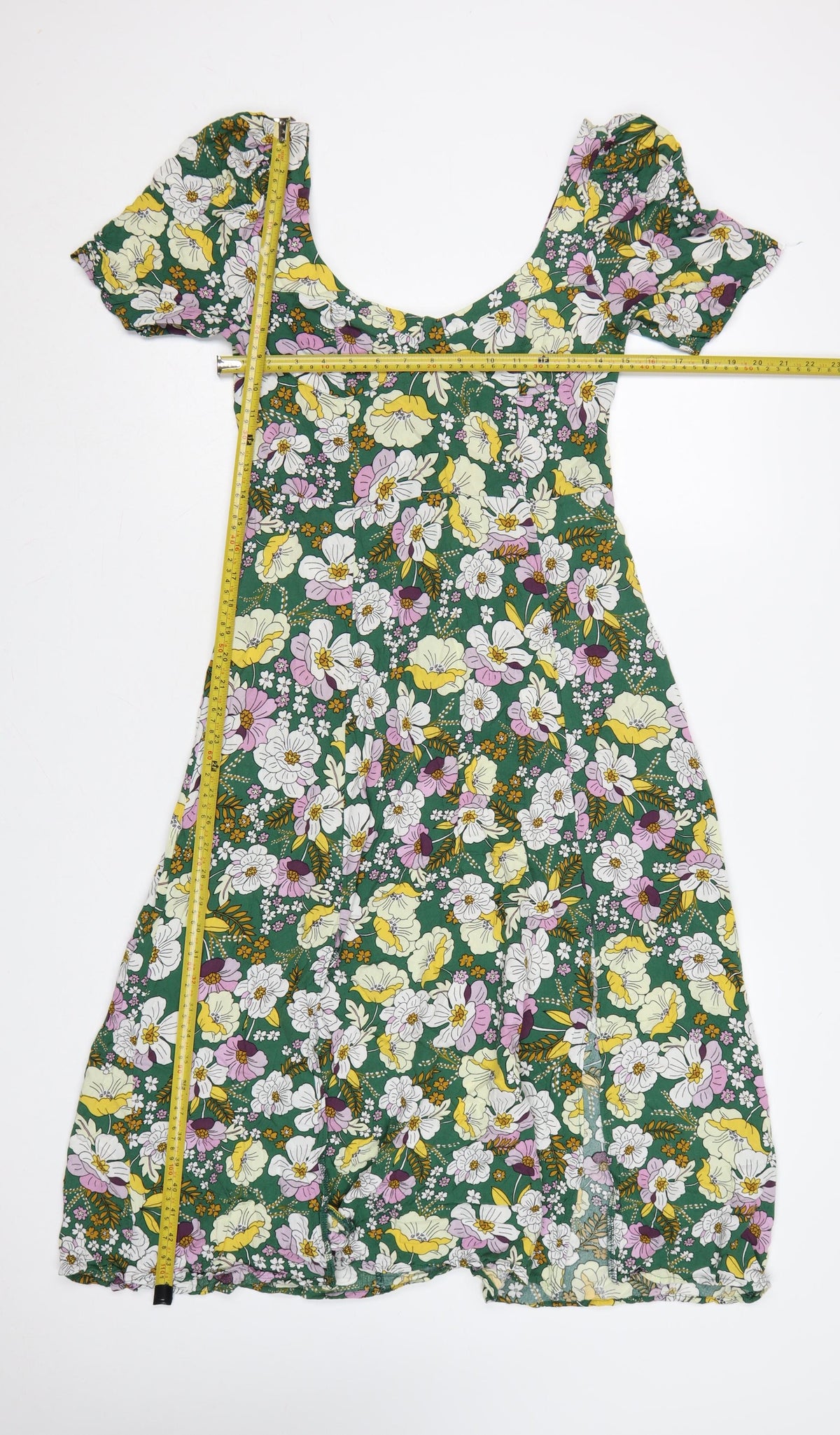 ASOS Design Women Green Floral Fit & Flare Midi Dress UK 10
