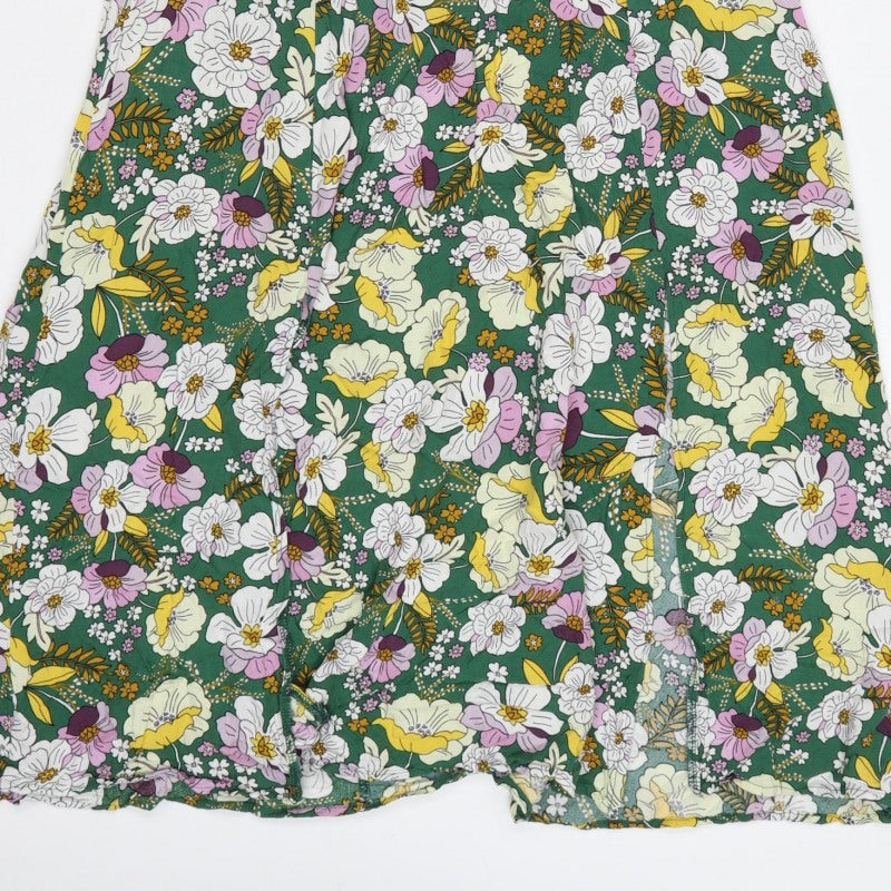ASOS Design Women Green Floral Fit & Flare Midi Dress UK 10