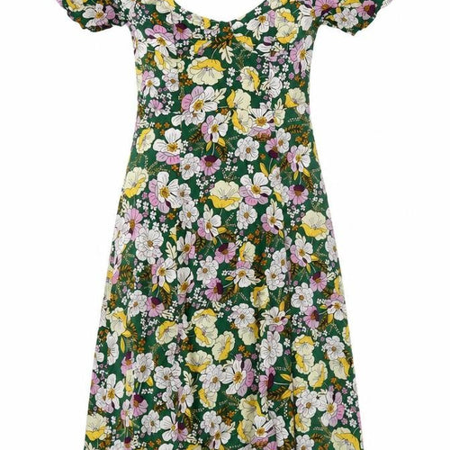 ASOS Design Women Green Floral Fit & Flare Midi Dress UK 10