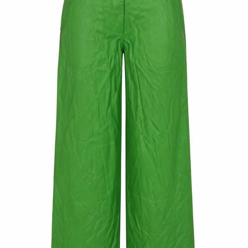 Topshop Women Green UK 6 High Rise Wide-Leg Faux Leather Trousers
