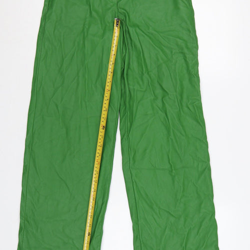 Topshop Women Green UK 6 High Rise Wide-Leg Faux Leather Trousers