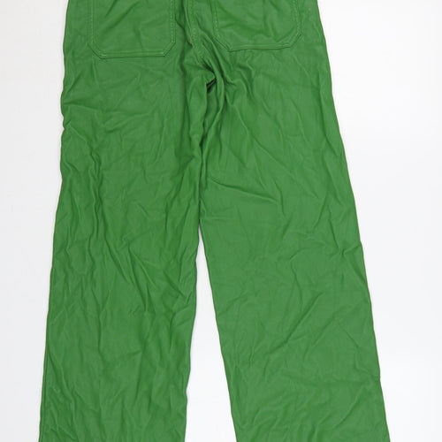 Topshop Women Green UK 6 High Rise Wide-Leg Faux Leather Trousers