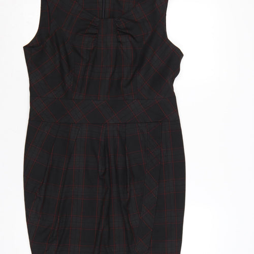 Next Women Black Check UK 16 Knee Length Sheath Workwear Dress
