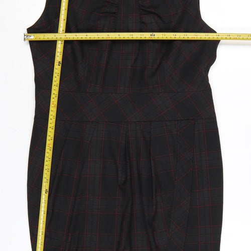 Next Women Black Check UK 16 Knee Length Sheath Workwear Dress