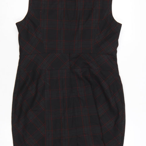 Next Women Black Check UK 16 Knee Length Sheath Workwear Dress