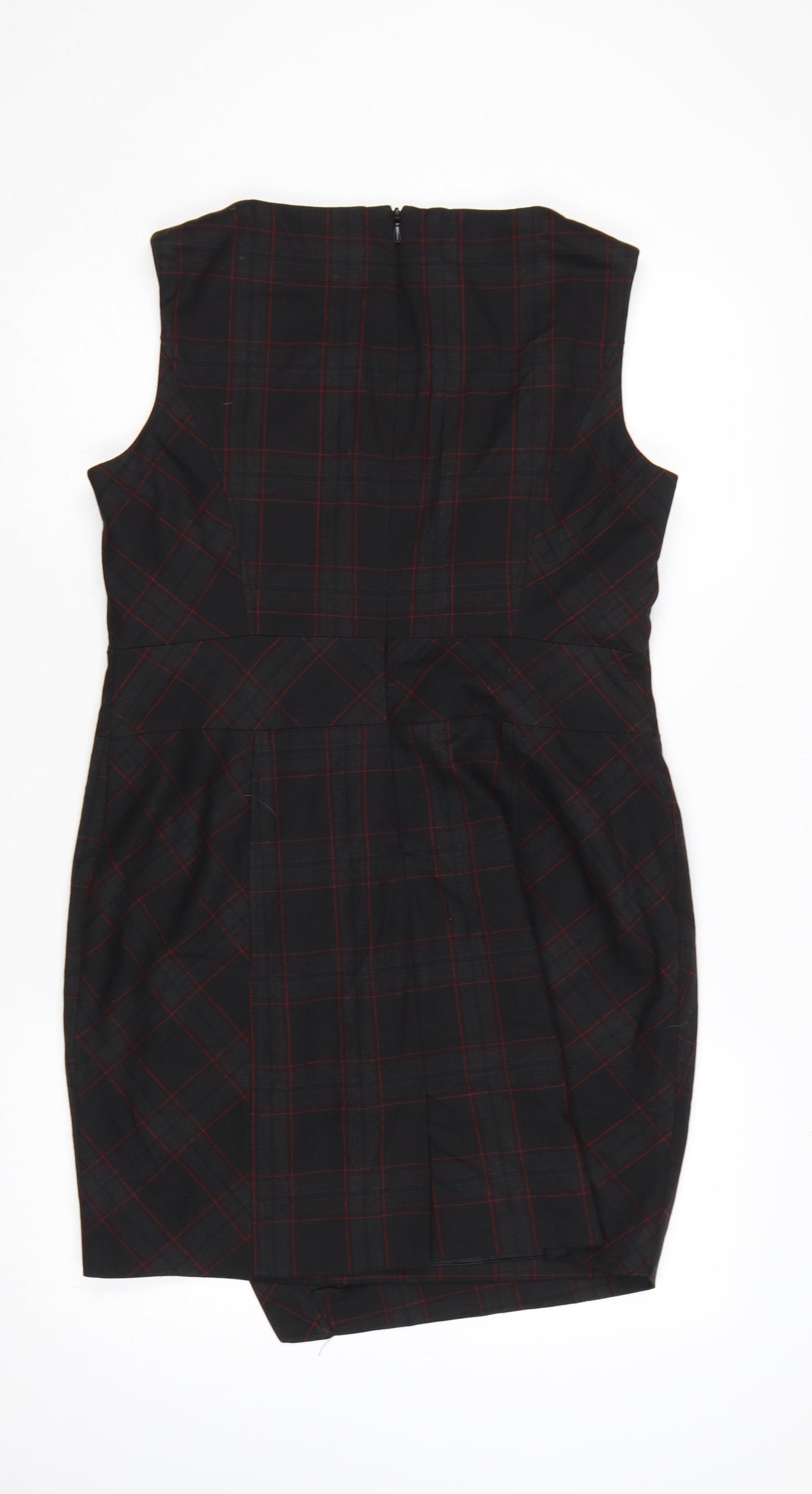 Next Women Black Check UK 16 Knee Length Sheath Workwear Dress